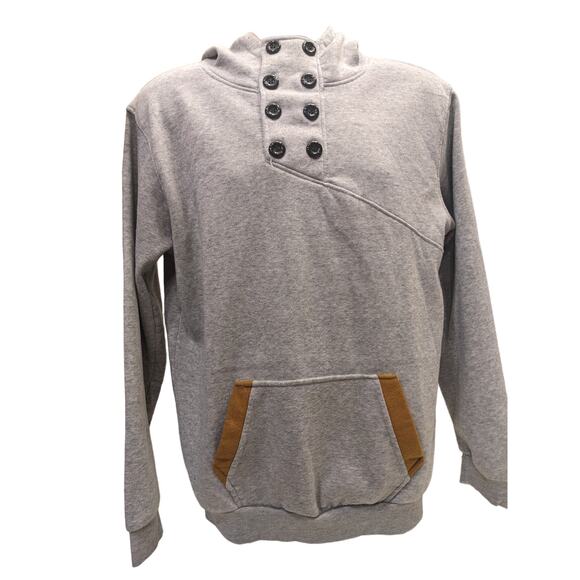 SPOP Hoodie Sweatshirt Womens XXL Pullover Buttons Gray Brown Athleisure Urban - Picture 13 of 16